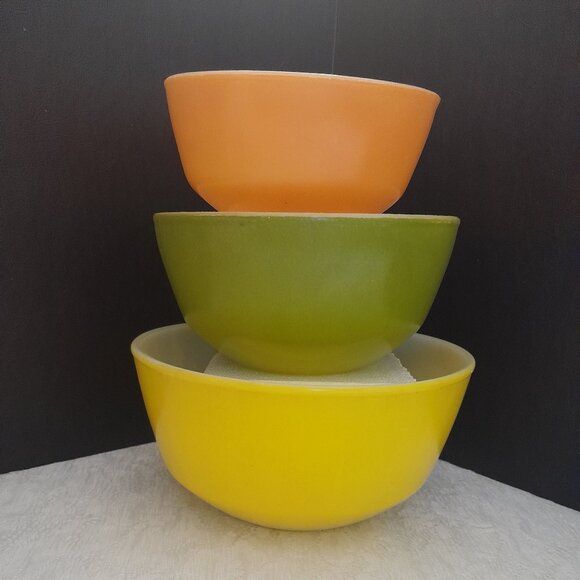 VTG  Fire King  Mixing Bowls "Sunnyside Set"  Set of 3 - Picture 1 of 5